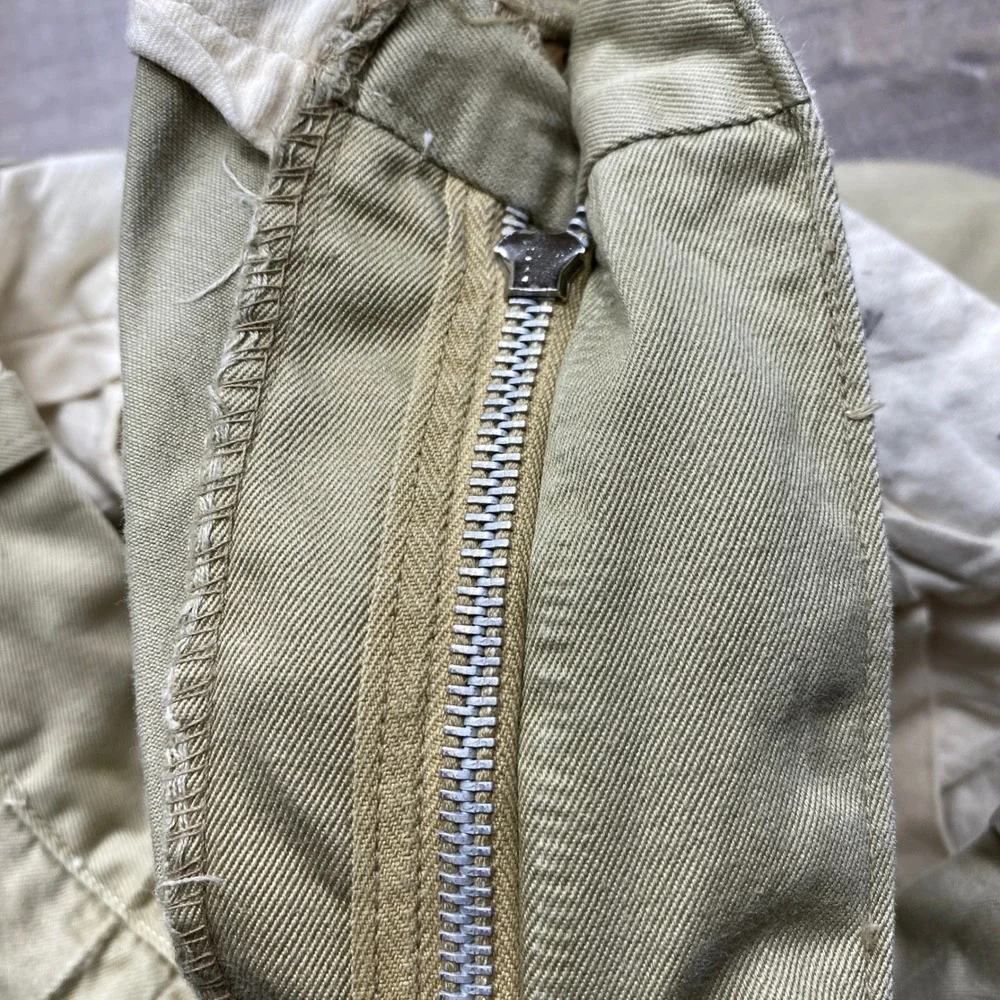 Vintage 50s Pleated Khaki Workwear Pants Prentice Zip Military Heavy Twill 30x30